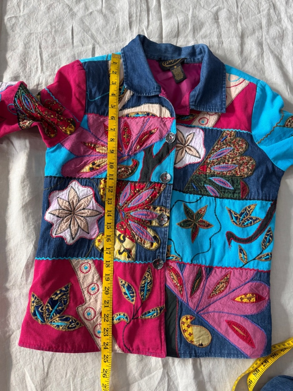 Vintage patchwork embroidered mixed media Jacket small - Picture 13 of 17